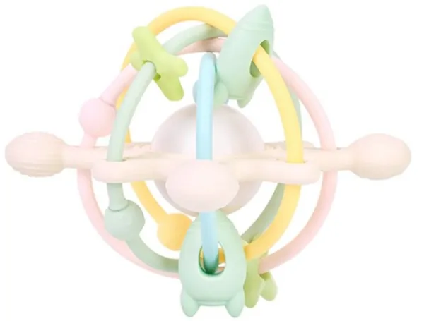 Multi Toy Silikonspielzeug mit Rasselkugel Pastell